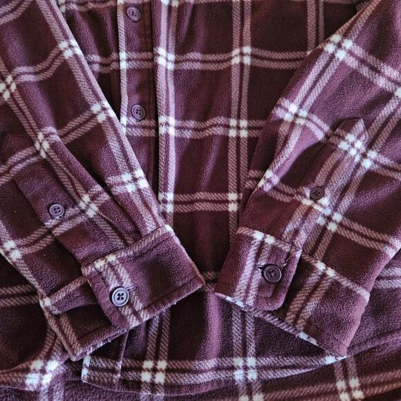 Aeropastale Men Button Front Shirt Long Sleeve Plaid Microfleece -XL -Wine -EUC - Picture 7 of 8